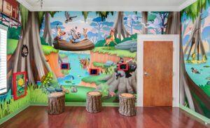 custom bayou murals in pediatric waiting room
