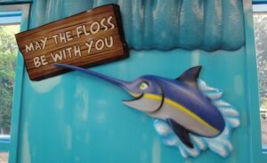 2d to 3d swordfish with a custom signage for a kids dentistry