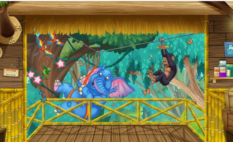 amazing jungle mural for kids in dentist office