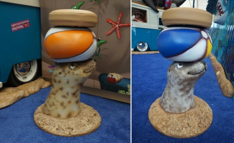 custom beachball shaped seal stools