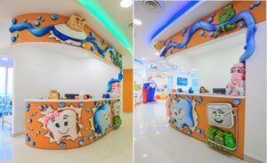 dental themed reception desk for kids