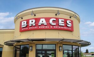 exterior orthodontic 'braces' sign