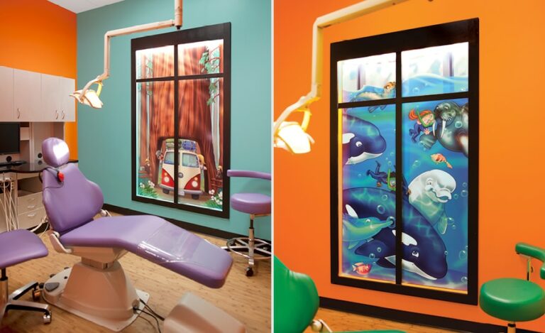 custom faux window murals in dental treatment room