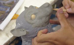 build progress shot of life like lemur sculpture for a pediatric orthodontic office