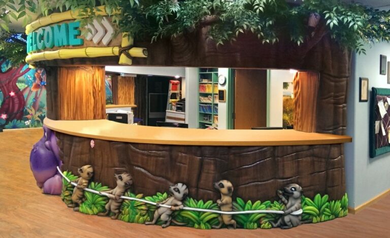 jungle themed custom dental reception desk for kids