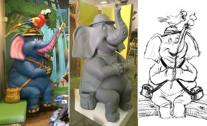 process photo for elephant sculpture in pediatric office