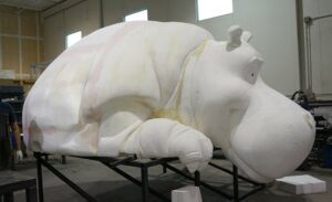 progress photo of hippo sculpture
