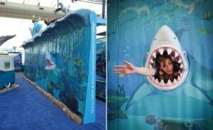 custom open mouth shark photo op 3d mural