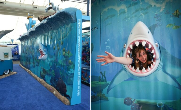 custom open mouth shark photo op 3d mural