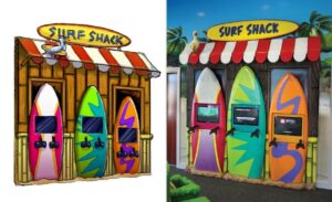 surf shack gaming area for kids