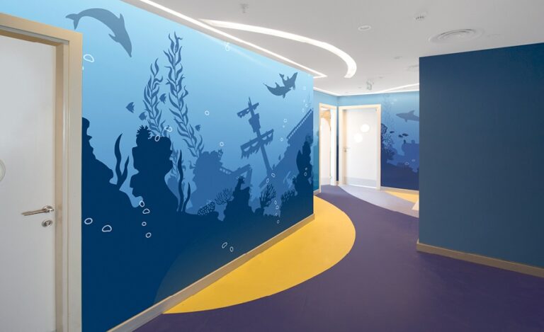underwater silhouette wall murals in kids medical clinic