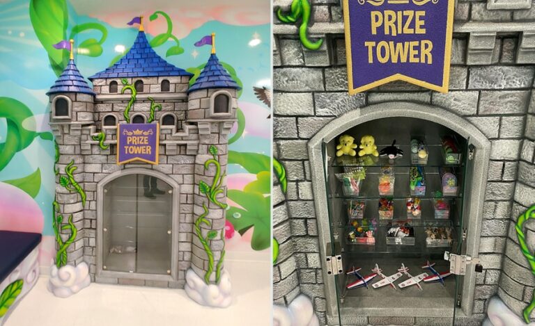 Castle themed prize tower for children.