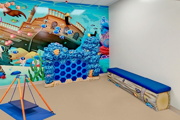 Example of an Applied Behavior Analysis therapy center with underwater theming.